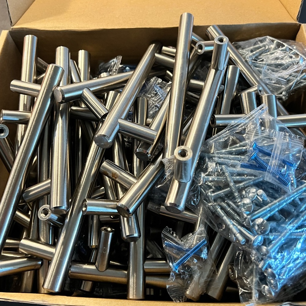 16 Brushed Stainless steel Cabinet pulls.